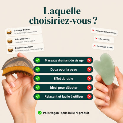 Comparaison brosse contour lymphatique et gua sha