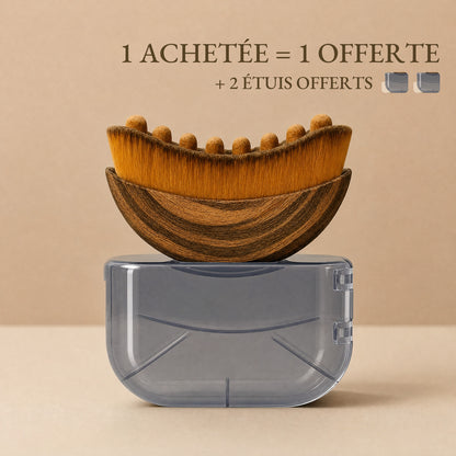 Brosse sur étui gris translucide, offre 1 achetée = 1 offerte + 2 étuis offerts