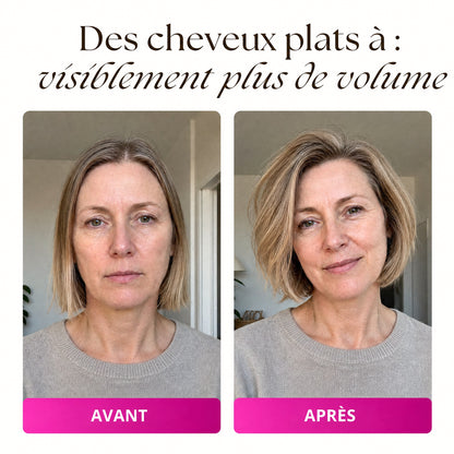 Avant / après : des cheveux plats à visiblement plus de volume (visuel d’illustration)